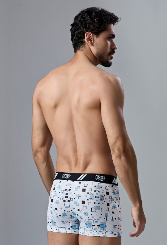 12 cueca boxer masculino branco estampado