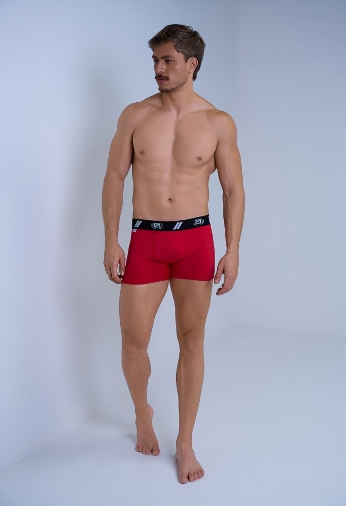 01 cueca boxer masculino microfibra vermelho