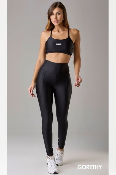LEGGING ZAYA COM BOLSO FEMININO PRETO