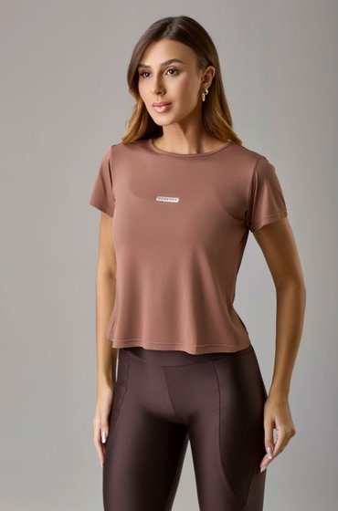 T-SHIRT ZAYA TRANSPASSADA FEMININO MARROM