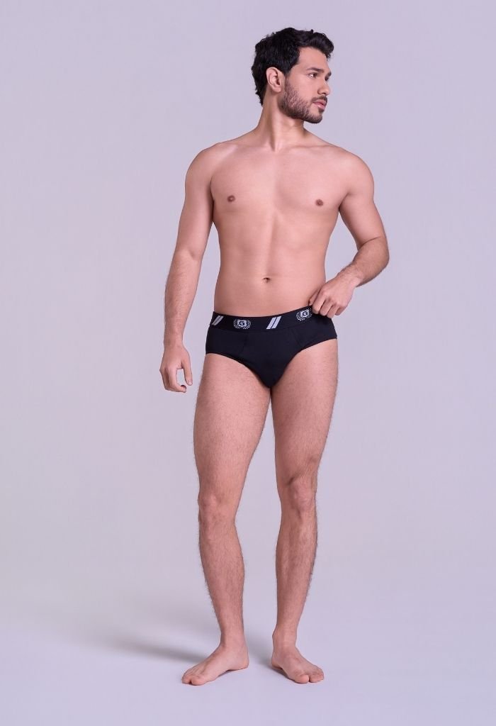 40942-preto-1.jpg Cueca Slip Masculina em Coton Preta Gorethy - Modelo Frente Inteira