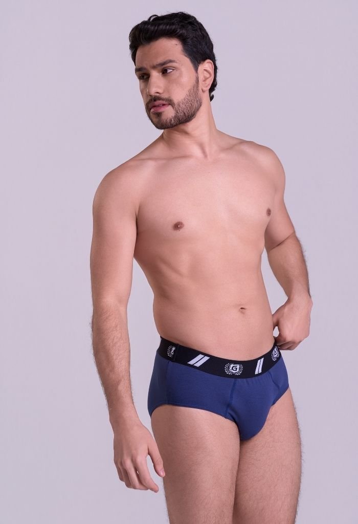 40942-marinho-3.jpg Cueca Slip Masculina em Coton Azul Marinho Gorthan - Plano Médio