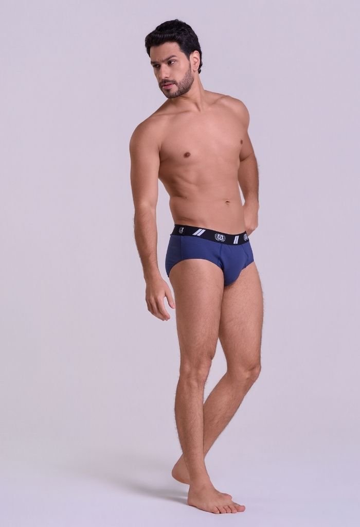 40942-marinho-5.jpg Cueca Slip Masculina Azul Marinho com Caimento Anatômico Gorthan - Vista Lateral