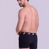 Cueca Boxer Masculina em Coton Preta Gorthan - Vista Costas Ângulo Diagonal