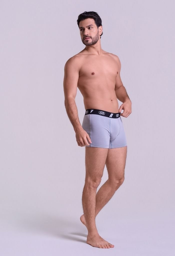 41433-cinza-2 Cueca Boxer Masculina Cinza Gorthan - Vista Lateral e Caimento