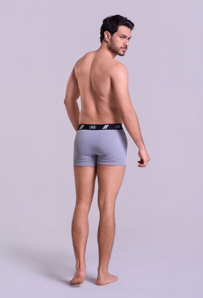 41433-cinza-3 Cueca Boxer Masculina Cinza Gorthan - Vista Costas Corpo Inteiro