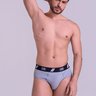 Cueca Slip Masculina em Coton Cinza Gorthan - Vista Frontal Levemente Angulada