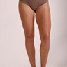 41045-CASTANHO-1 Calcinha Feminina Fio Duplo Cós Alto Castanho Gorethy - Vista Frontal Corpo Inteiro