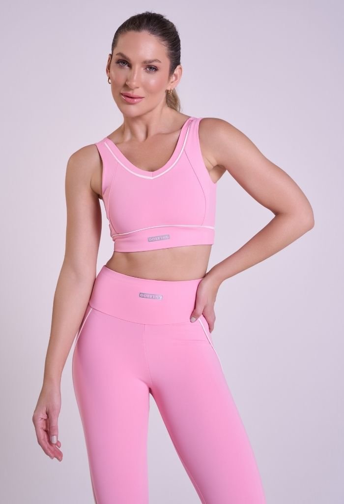 41456-balerina-1 Legging Training Feminina Rosa Balerina Gorethy com Detalhe em Viés - Enquadramento Médio com Top