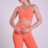 Legging Training Feminina Laranja Flow Gorethy com Detalhe em Viés - Vista Frontal com Top