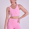 Top Training Feminino Rosa Balerina Gorethy com Detalhe em Viés - Vista Frontal Enquadramento Médio