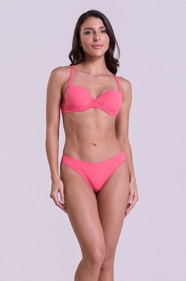 Sutiã Ana Clara com Bolha Rosa Pink Lemonade Gorethy - Vista Frontal Corpo Inteiro com Calcinha